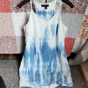 Tribal Blue and White Tie-Dye Mini Dress